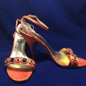 Dolce And Gabbana Orange Jeweled Heel